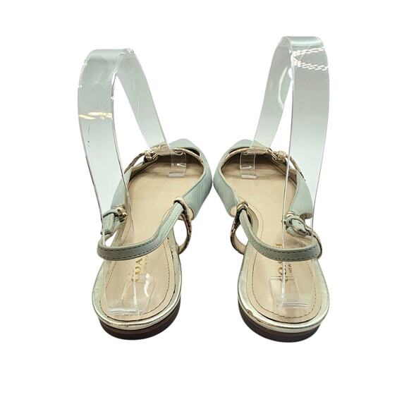 Coach Wooster Blue Green Snakeskin Leather Slingback Pointed Toe Flats - Picture 5 of 11